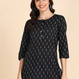 VEDANA Ethnic Motifs Printed Boat Neck Pure Cotton Kurti-picture-10