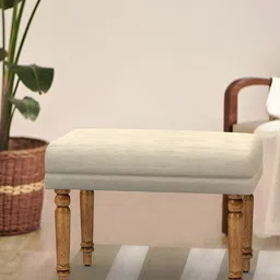 Chumbak White & Brown Nawaab Bench Small - Srilanka Ivory Lounge Chair-picture-19