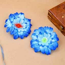Silvermerc Designs Women Blue & Red Set of 2 Lace Alligator Hair Clip-84