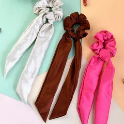 Silvermerc Designs Girls Pink & Brown Set of 3 Ponytail Holders-picture-12