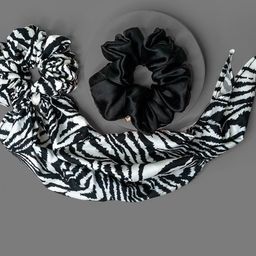 HAIR DRAMA COMPANY Women Black & White Set of 2 Scrunchies-image-84