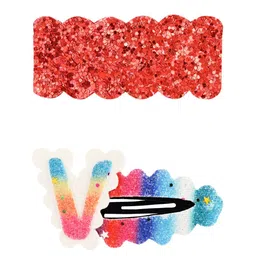 Aye Candy Girls Red & White Letter V Snap Up Clip Set-image-46