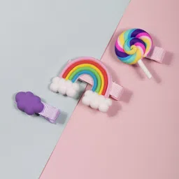 Arendelle Girls Multicoloured Set of 3 Alligator Hair Clip-13