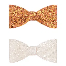 Aye Candy Girls White & Gold-Toned Set of 2 Embellished Bow Hair Clip-picture-13