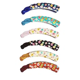 CHRONEX Women Set of 6 Floral Printed Banana Clips-82