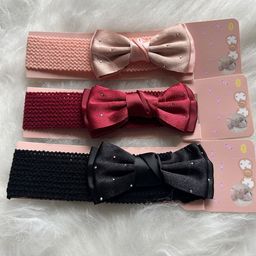 LYTIX Girls Set Of 3 Assorted Satin & Nylon Bow Style Headbands-7