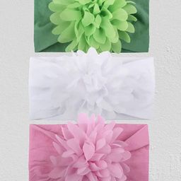 LYTIX Girls Assorted Flower Soft Wide Chiffon Flower Bow Stretchy Hairband-39