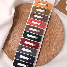 CHANDERKASH Women Set Of 15 Rectangular Matte Hair Clips with Wire Hair Rubber Bands-image-6
