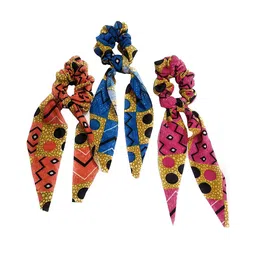 CHANDERKASH Women Set of 6 Printed Lace Ponytail Holders-24