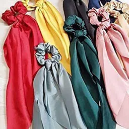 CHRONEX Set of 6 Satin Scarf Scrunchies-18