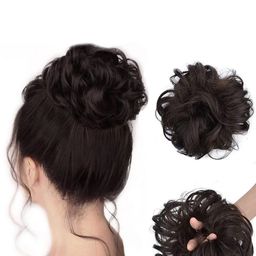 CHANDERKASH Synthetic Nylon Messy Hair Bun Scrunchies Extensions - Natural Brown-image-74