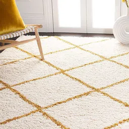 AaHo Decor Cream & Brown Geometric Woolen Anti-Skid Traditional Rectangular Carpet-9