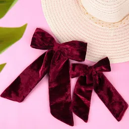 Arendelle Women Maroon Set of 2 Hair Accessory Set-23