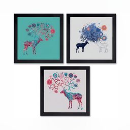 PnF Black & Green 3 Piece Paper Birds and Animals Painting Wall Art-image-69