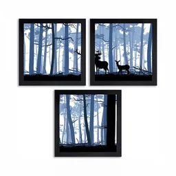 PnF Black & Blue 3 Pieces Wooden Birds and Animals Wall Arts-image-87
