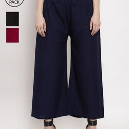 Miaz Lifestyle Women Navy Blue & Maroon Pack Of 2 Palazzos-image-24