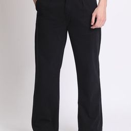 The Roadster Lifestyle Co Men Wide Leg Cotton Chinos Trousers-image-79