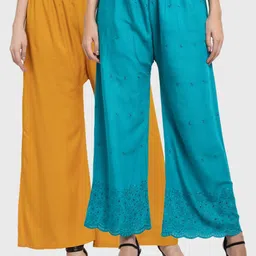 Miaz Lifestyle Women Pack Of 2 Wide Leg Palazzos-picture-47