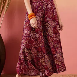 InWeave Women Floral Printed Flared Palazzos-image-22