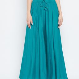 Clora Creation Women Sea Green Flared Ethnic Palazzos-20