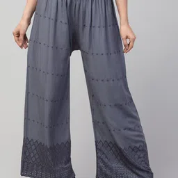 Trend Level Geometric Embroidered Palazzos-13