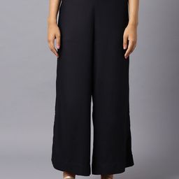 AURELIA Women Black Solid Ethnic Palazzos-87