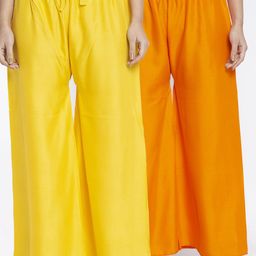 GRACIT Women Yellow & Orange 2 Ethnic Palazzos-image-70