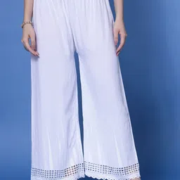 Clora Creation Self Hem Design Ethnic Palazzos-image-96