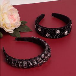 SOHI Feminine Finesse Set of 2 Beaded Hairband-image-9