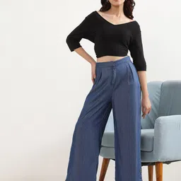 elleven Women Flared Palazzos-image-91