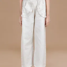 Cutiekins Girls Off White Knitted Linen Palazzos-image-44