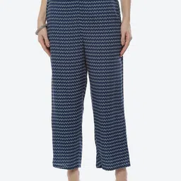 Rangriti Women Blue & White Cheveron  Palazzos-image-10