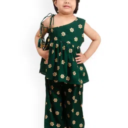 Muffin Shuffin Girls Green Ethnic Motifs Printed Kurti with Palazzos-image-13