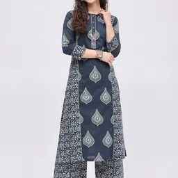 Tissu Ethnic Motifs Printed Pure Cotton Kurta With Palazzos-picture-26