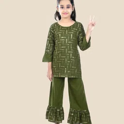 BAESD Green Regular embellished Kurta with Palazzos Sets-picture-24