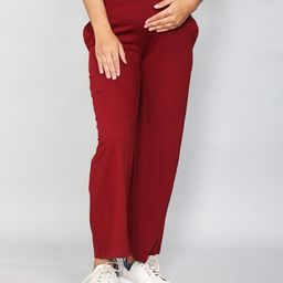 SillyBoom Women Maroon Solid Cotton Maternity Palazzo-image-99