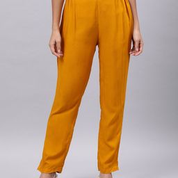 Souchii Women Yellow Slim Fit Trousers-image-32