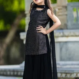 BAESD Girls Embroidered Regular Mirror Work Kurta with Palazzos & With Dupatta-14