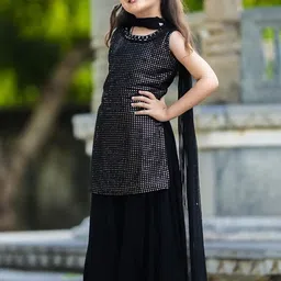 BAESD Girls Embroidered Regular Mirror Work Kurta with Palazzos & With Dupatta-13
