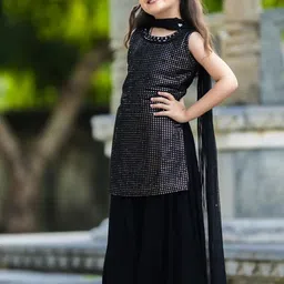 BAESD Girls Embroidered Regular Mirror Work Kurti with Palazzos & With Dupatta-4