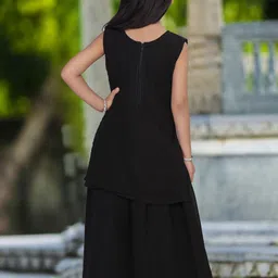 BAESD Girls Embroidered Regular Mirror Work Kurti with Palazzos & With Dupatta image 3