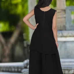 BAESD Girls Embroidered Regular Mirror Work Kurti with Palazzos & With Dupatta image 3