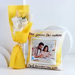 Fathers Day Cushion and Yellow Rose Gift-image-66
