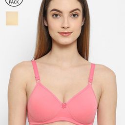 Floret Rose & Cream-Coloured Pack Of 2 Lightly Padded Bra-picture-42