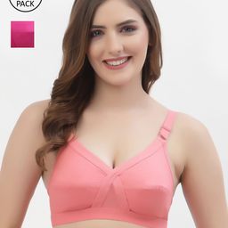 Floret Pack of 2 Rose & Magenta Non-Padded Non-Wired Everyday Bras-23