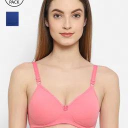 Floret Rose & Blue Set Of 2 Non Wired Lightly Padded Bra-81