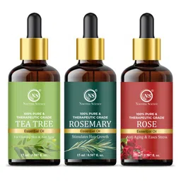 Nuerma Science Set of 3 Essential Oil - Tea Tree + Rosemary + Rose - 15ml Each-17