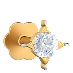 KUBERBOX Cayman 18KT Gold Diamond Studded Nose Pin-0.47 gm-image-58