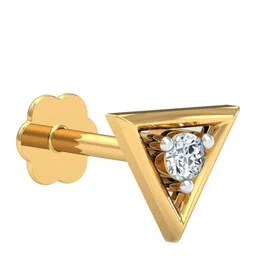 KUBERBOX Trikona 18KT Gold Diamond Studded Nose Pin-0.36gm-71