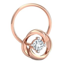 KUBERBOX Aislinn Solitaire 18KT Rose Gold Diamond Studded Nose Wire-0.44gm-image-13